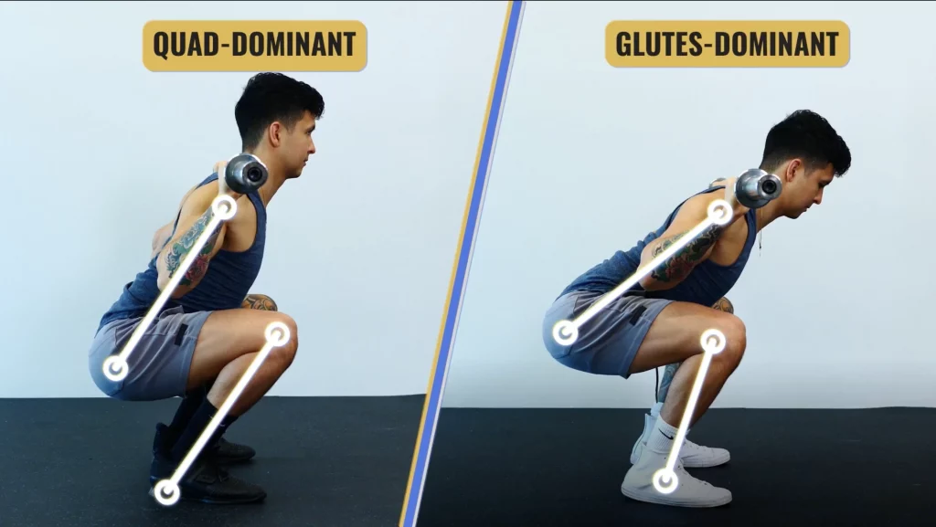 Best glute exercises will have a more forward lean to emphasize the glutes